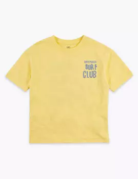 Футболка с надписью Santa Monica Surf Club из чистого хлопка с вышивкой