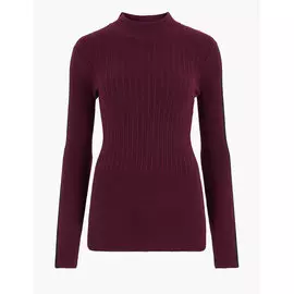 Джемпер Soft Touch с боковыми полосками и воротником-стойкой, Marks&amp;Spencer
