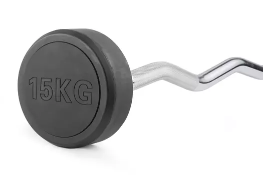 Штанга неразборная обрезиненная 15 кг. Изогнутый гриф VictoryFit VF-DX5150