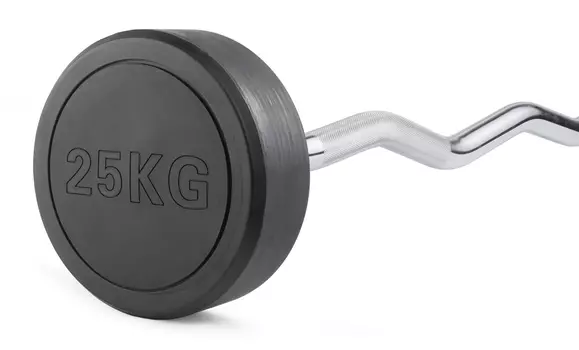 Штанга неразборная обрезиненная 25 кг. Изогнутый гриф VictoryFit VF-DX5250