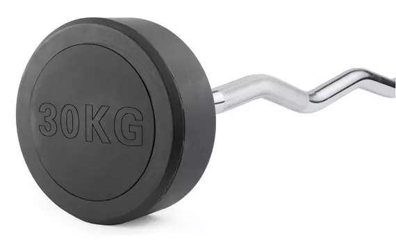 Штанга неразборная обрезиненная 30 кг. Изогнутый гриф VictoryFit VF-DX5300