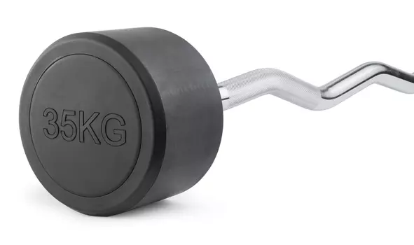 Штанга неразборная обрезиненная 35 кг. Изогнутый гриф VictoryFit VF-DX5350