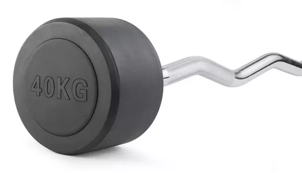 Штанга неразборная обрезиненная 40 кг. Изогнутый гриф VictoryFit VF-DX5400