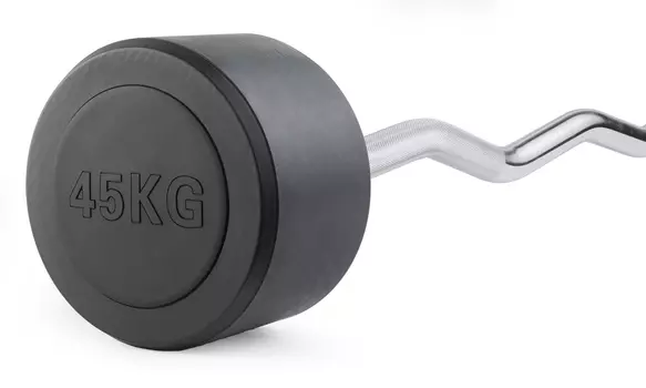 Штанга неразборная обрезиненная 45 кг. Изогнутый гриф VictoryFit VF-DX5450