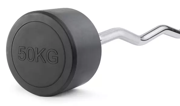 Штанга неразборная обрезиненная 50 кг. Изогнутый гриф VictoryFit VF-DX5500