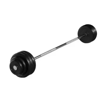 Штанга неразборная с чёрными дисками MB Barbell d25 мм, 42,5 кг MB-BarMW-B42,5