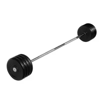 Штанга неразборная с чёрными дисками MB Barbell d25 мм, 45 кг MB-BarMW-B45