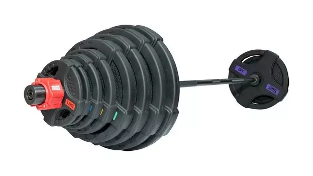 Штанга олимпийская 180 кг Original Fit.Tools диски с двумя хватами, черный гриф