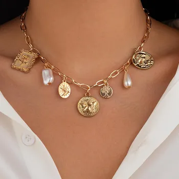 Ожерелье Fashion Sense Sun Set Zircon с женским геометрическим узором из сплава Love Tassel Clavicle Chain