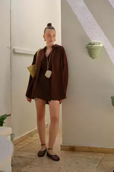 Шорты мини изо льна на запах