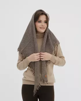 Косынка из шерсти яка в полоску UL 100*100*160 Серо-корич