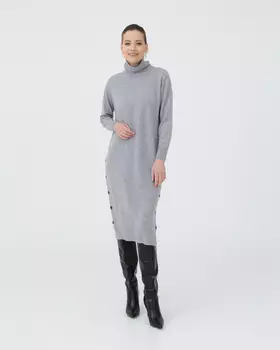 Платье кашемировое 13155 серо-голубое S