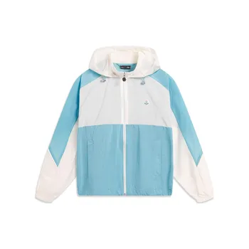 Li Ning Sports Lifestyle Series Color Block свободная ветровка с капюшоном женская верхняя одежда светло-голубой кремовый AFDT434-3 M