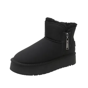 Fashion 2024 High Quality Wear Resistant Outdoor Women Snow Ankle Boots Platform Winter Warm Short Plush Ladies Shoes Botines Mujer 35 белый
