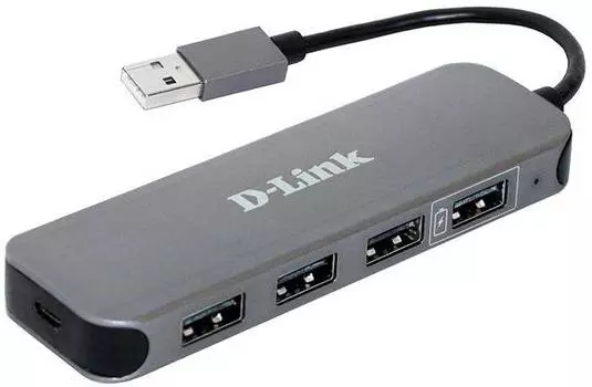 Разветвитель USB 2.0 D-Link DUB-H4 черный (DUB-H4/E1A)