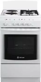 Плита комбинированная De Luxe 506022.03гэ(щ) ЧР-030 белый/черный