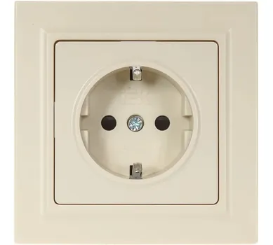 Розетка с заземлением в сборе IEK BR-R14-16-K10-F BRITE с защитными шторками 16А РСР14-1-0-БрКр Бежевый