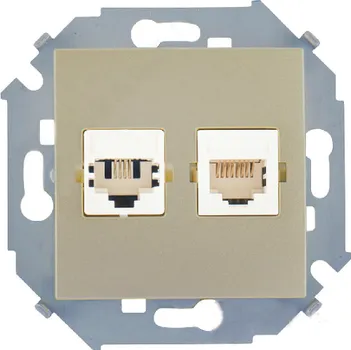 Розетка Simon 1591590-034 Simon 15 Шампань ТЛФ + комп (RJ11+RJ45 кат.5е)