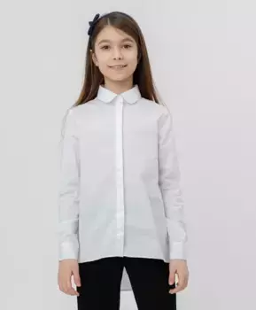Белая рубашка с удлиненной спинкой Button Blue (122)