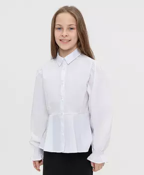 Блузка белая с объемными рукавами Button Blue