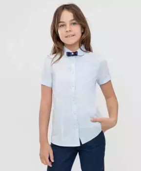 Блузка голубая с коротким рукавом Button Blue (164)
