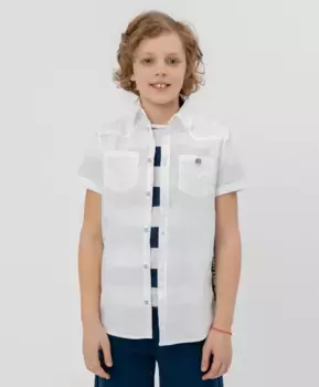 Белая рубашка с коротким рукавом Button Blue (122)