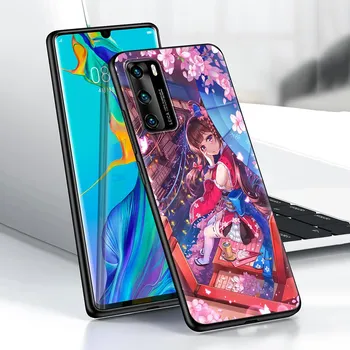 Plum Cherry Blossom Girl Case for Huawei P30 P Smart Z P40 Lite E P20 Y6 Y7 Y9 2019 Honor 8X Play 9A 50 20 Pro Black Soft Cover Huawei P30