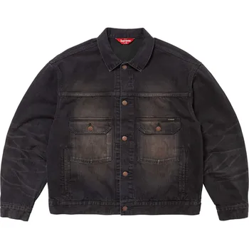 Куртка дальнобойщика с потертой кромкой Supreme, Washed Black/Washed Black