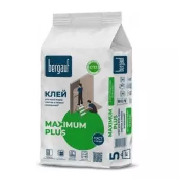 Клей Bergauf Maximum Plus для всех видов плитки и любых оснований, 5 кг