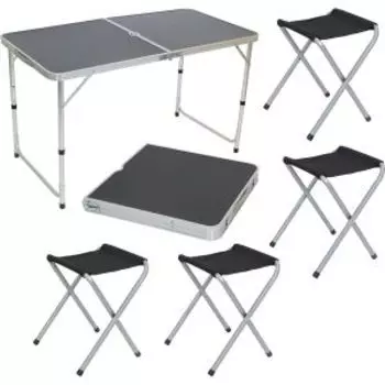 Комплект Пикник CHO-150-E, стол 120х60 см и 4 стула, черный