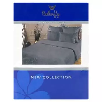 Комплект постельного белья Butterfly Satin New, 1.5-сп, полисатин, полиэстер 80г/м2, рис. страйп 8/10 графит 1 1