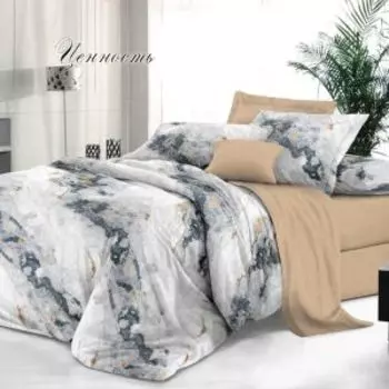 Комплект постельного белья De Luxe Ценность, 1.5-сп, нав. 50х70 см, сатин