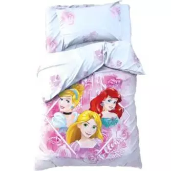 Комплект постельного белья Disney Follow your heart, Принцессы, 1,5-сп, нав. 50х70 см, поплин