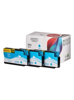 Картридж струйный Sakura CZ134A (№711 Cyan 3-pack) для HP Designjet T120/T520 ePrinter, водорастворимый тип чернил, голубой