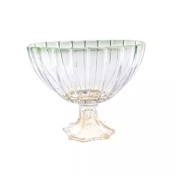 Фруктовница на ножке 30 см Bohemia Gold Oval зелёный