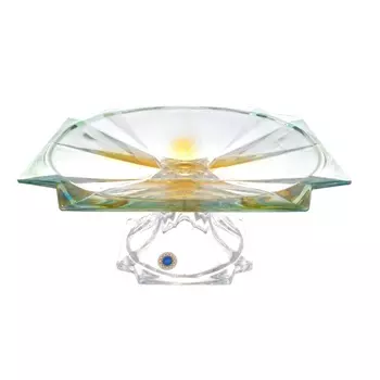 Фруктовница на ножке 33 см Bohemia Gold Metropolitan зелёный