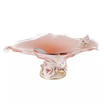 Фруктовница White Cristal Розовый кварц квадратная