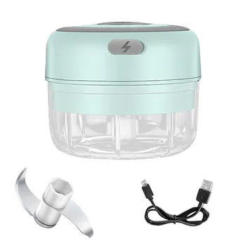 Электрическая давилка для чеснока, 100 мл, мини-измельчитель, овощечистка, чили, мясо, имбирь, машина для измельчения чеснока, зарядка через USB, блендеры, кухонные гаджеты розовый