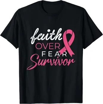 Футболка унисекс «Faith Over Fear Fighter» с информацией о раке молочной железы «Выживший» S
