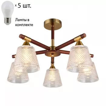 Люстра на штанге с лампочками Omnilux OML-67607-05+Lamps