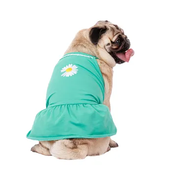 Petmax Платье для собак, XL, зеленое с ромашкой (девочка)