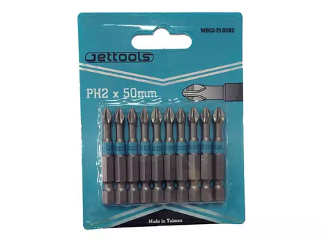 бита JETTOOLS PH2 50мм для труднодоступных мест магнитная 10шт