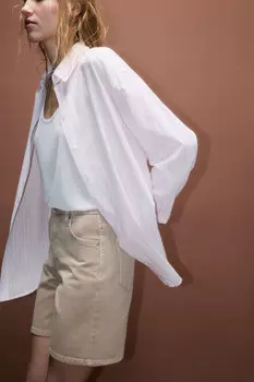 Рубашка oversize из хлопка и льна