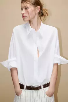 Рубашка oversize из хлопка и льна