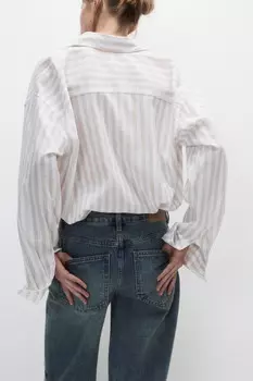 Рубашка oversize из хлопка и льна