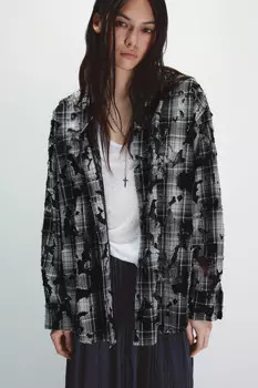 Рубашка oversize рваная в клетку