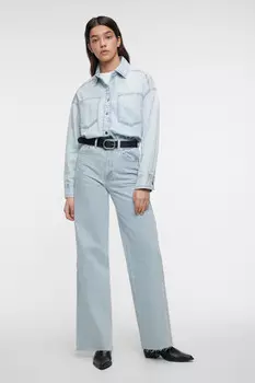 Рубашка oversize джинсовая с нагрудными карманами