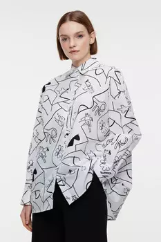 Рубашка oversize хлопковая с принтом