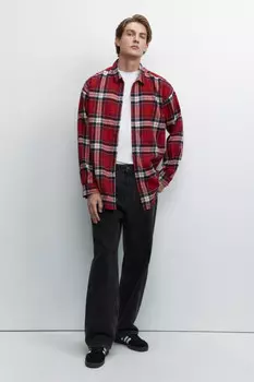 Рубашка oversize хлопковая с принтом в клетку