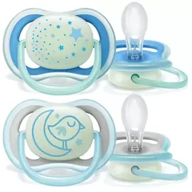 Пустышка для мальчиков Philips Avent ultra air night SCF376/21, с футляром для хранения и стерилизации, 2 шт, 6-18 мес